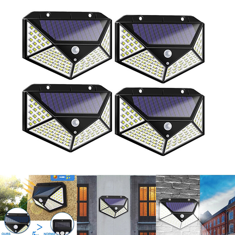 Moito Waterproof Solar Light 100 LED Outdoor Solar Lamp PIR Motion Sensor Wall Light